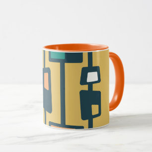 Mid Century Funky Blocks Yellow Mug