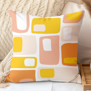 Mid Century Funky Geometric Shapes Orange Peach Throw Pillow