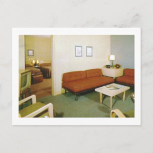 Mid-Century Furniture Room Interior Retro Postcard