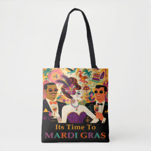 Mid Century Futuristic Mardi Gras Cocktail Party Tote Bag