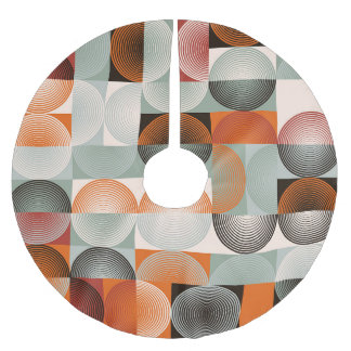Mid-century geometric, abstract colourful pattern. brushed polyester tree skirt