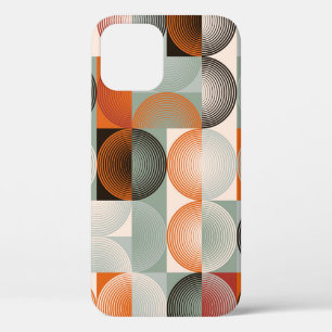 Mid-century geometric, abstract colourful pattern. iPhone 12 case