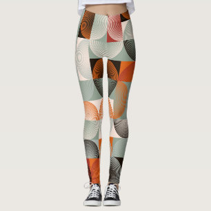 Mid-century geometric, abstract colourful pattern. leggings