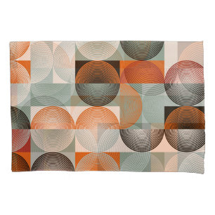 Mid-century geometric, abstract colourful pattern. pillowcase