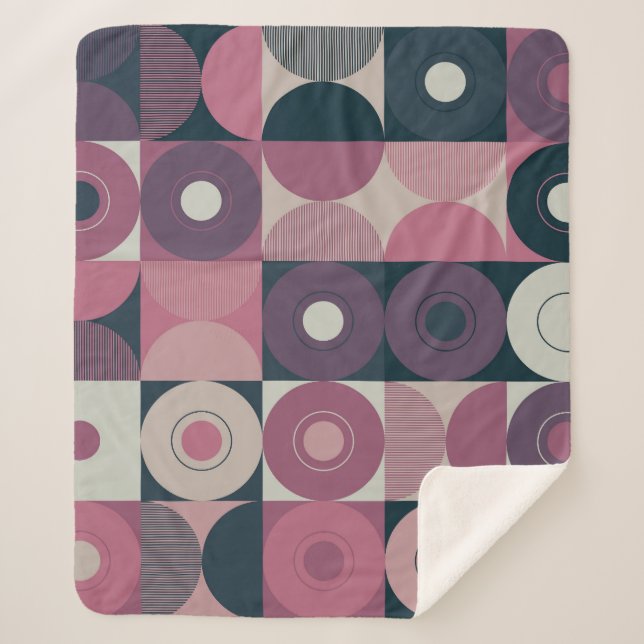 Mid-century geometric: abstract colourful pattern sherpa blanket (Front)