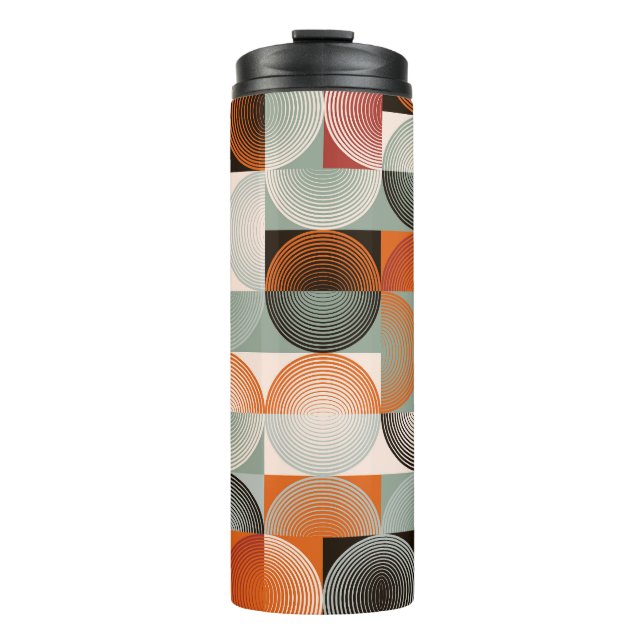 Mid-century geometric, abstract colourful pattern. thermal tumbler (Front)