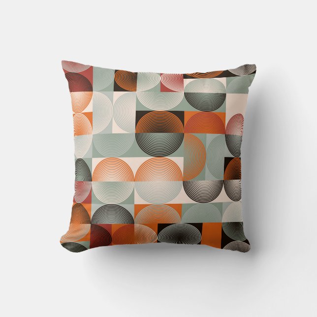 Mid-century geometric, abstract colourful pattern. throw pillow (Front)