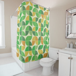 Mid Century Geometric Abstract Green and Orange