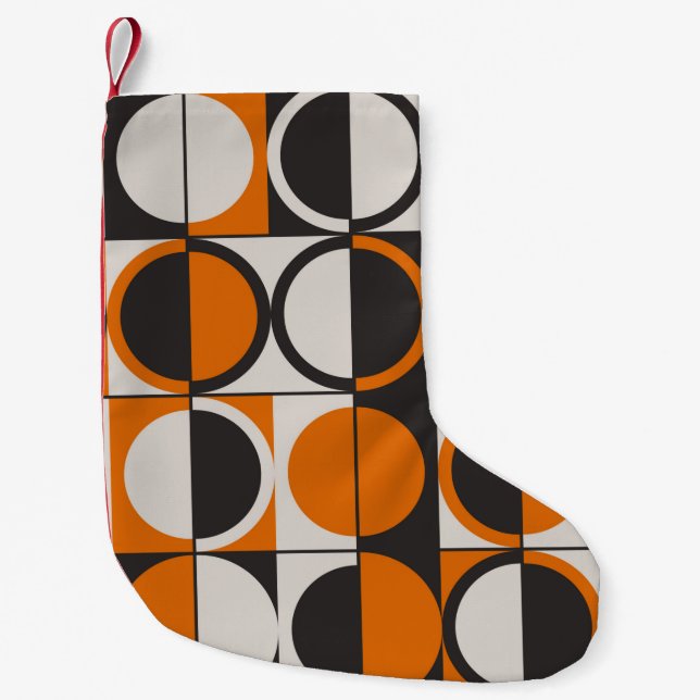 Mid-century geometric abstract pattern with simple small christmas stocking (Front)