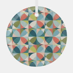 Mid-Century Geometric, Abstract Seamless Design. Glass Ornament