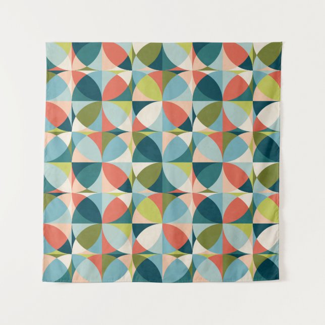 Mid-Century Geometric, Abstract Seamless Design. Tapestry (Front)