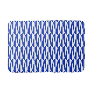 Mid-Century geometric, cobalt blue and white Bath Mat