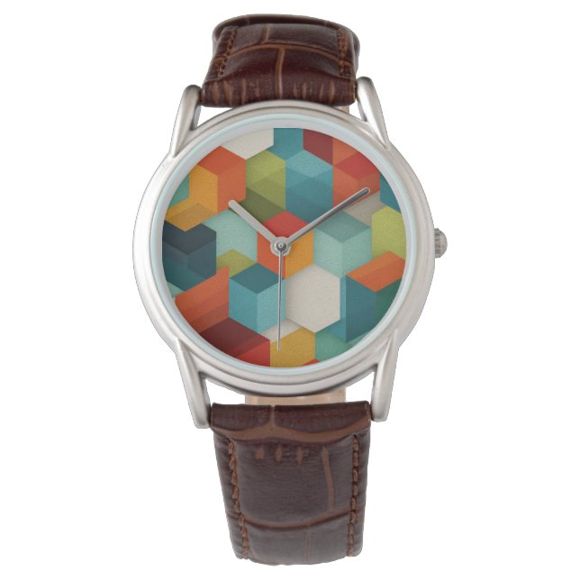 Mid-Century Geometric Cube Watch (Front)