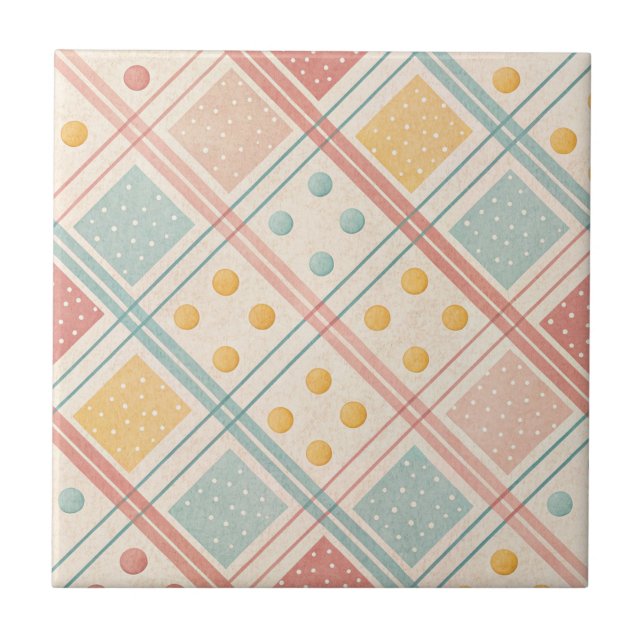 Mid-Century Geometric Design with Dots and Lines 3 Tile (Front)