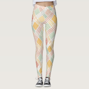 Mid-Century Geometric Design with Dots and Lines Leggings