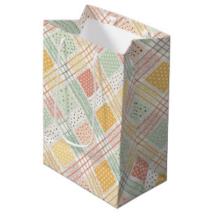 Mid-Century Geometric Design with Dots and Lines Medium Gift Bag
