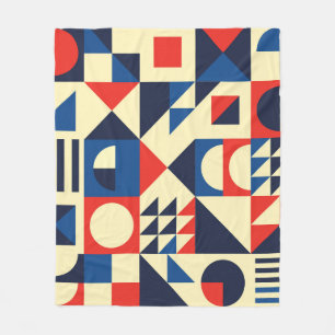 Mid-Century Geometric: Funky Retro Pattern. Fleece Blanket