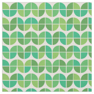 Mid Century Geometric Green Shapes Pattern Fabric