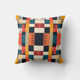 Mid-century Geometric Harmony Urban Mosaic Throw Pillow
