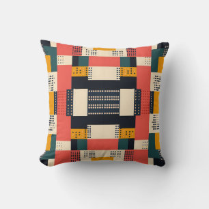 Mid-century Geometric Harmony Urban Mosaic Throw Pillow