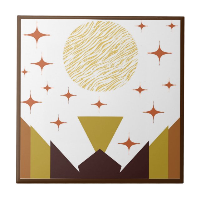 Mid Century Geometric Landscape Border Tile (Front)
