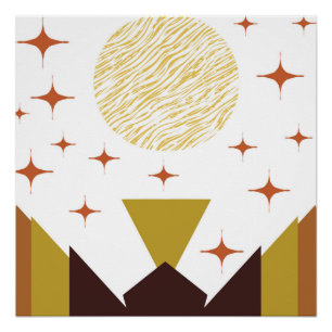 Mid Century Geometric Landscape  Poster