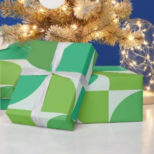 Mid Century Geometric Lime and Mint Green Wrapping Paper