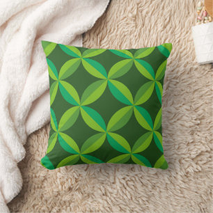 Mid Century Geometric Lime Mint Green Circles  Throw Pillow