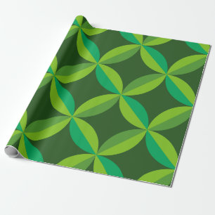 Mid Century Geometric Lime Mint Green Circles  Wrapping Paper