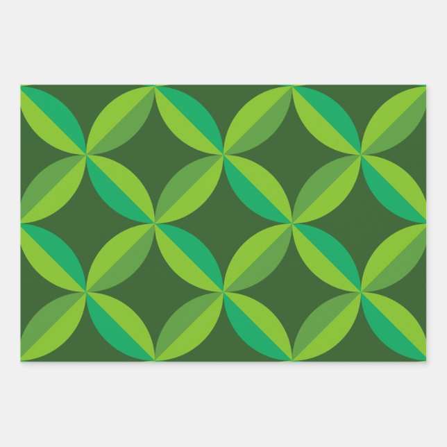 Mid Century Geometric Lime Mint Green Circles  Wrapping Paper Sheet (Front)