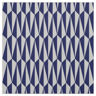 Mid-Century geometric, navy blue and grey Fabric