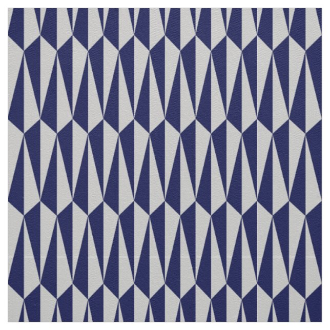 Mid-Century geometric, navy blue and grey Fabric (Swatch)