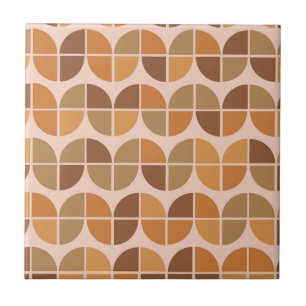  Mid Century Geometric  Orange Brown Pattern Tile