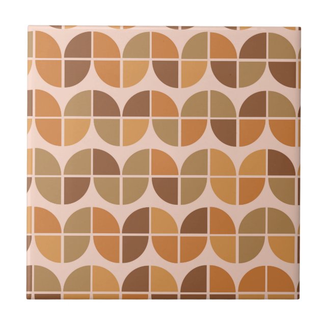  Mid Century Geometric  Orange Brown Pattern Tile (Front)