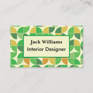 Mid Century Geometric Orange Green Custom  Business Card