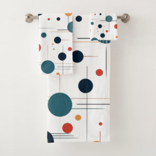 Mid Century Geometric Pattern Bath Towel Set
