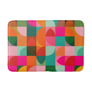 Mid Century Geometric Pattern Colorful Retro Bath Mat