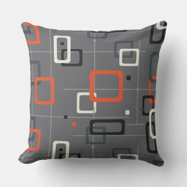 Mid-century geometric pattern throw pillow (Front)