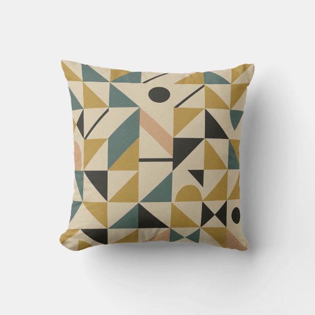 Mid-Century Geometric Pattern Throw Pillow (Front)