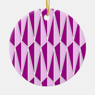 Mid-Century geometric, plum and orchid Ceramic Ornament
