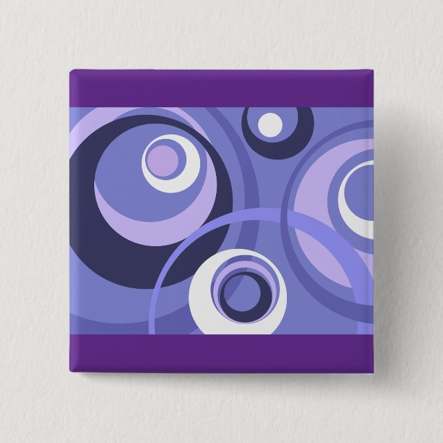 Mid-Century Geometric Purple Circles Abstract 2 Inch Square Button (Front)