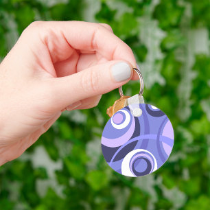 Mid-Century Geometric Purple Circles Abstract Keychain