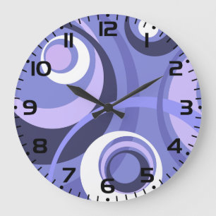 Mid-Century Geometric Purple Circles Abstract Large Clock