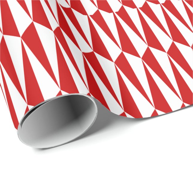 Mid-Century geometric, red and white Wrapping Paper (Roll Corner)