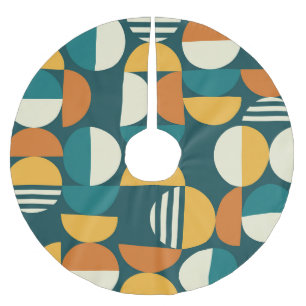 Mid-Century Geometric: Retro Minimalist Design. Brushed Polyester Tree Skirt