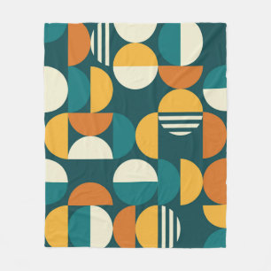 Mid-Century Geometric: Retro Minimalist Design. Fleece Blanket
