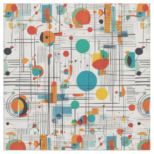 Mid Century Geometric Shapes & Lines Fabric