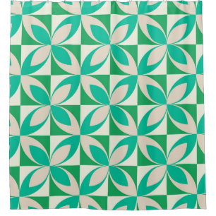 Mid century Geometric Shapes on Squares mint green