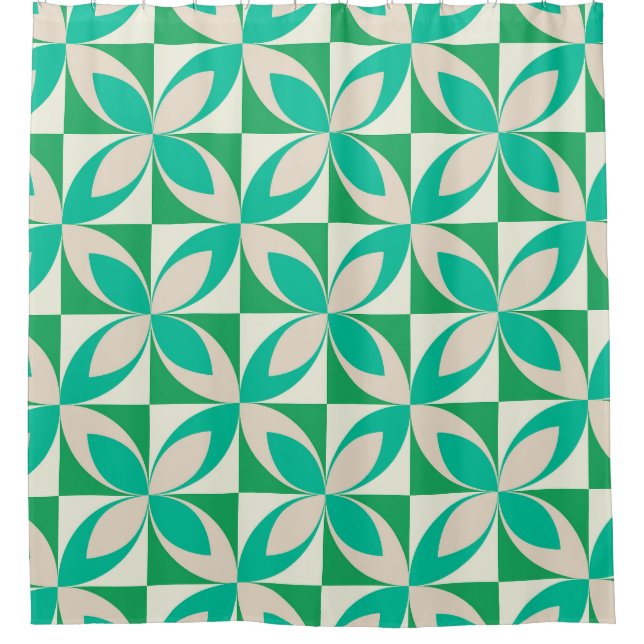 Mid century Geometric Shapes on Squares mint green (Front)