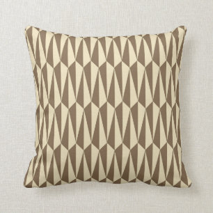 Mid-Century geometric, taupe and beige Throw Pillow